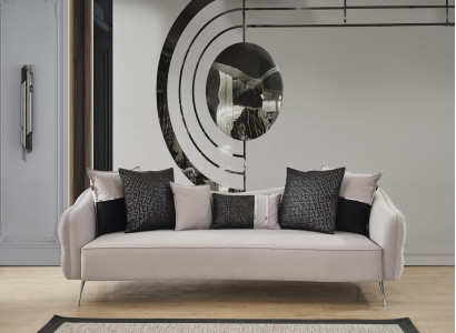 Dreisitzer Chesterfield Sofa 3 Sitzer Sofas Design Modern Stoff Weiß